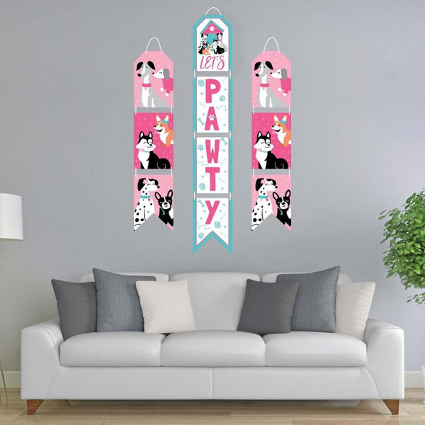 Pawty Like a Puppy Girl - Hanging Vertical Paper Door Banners